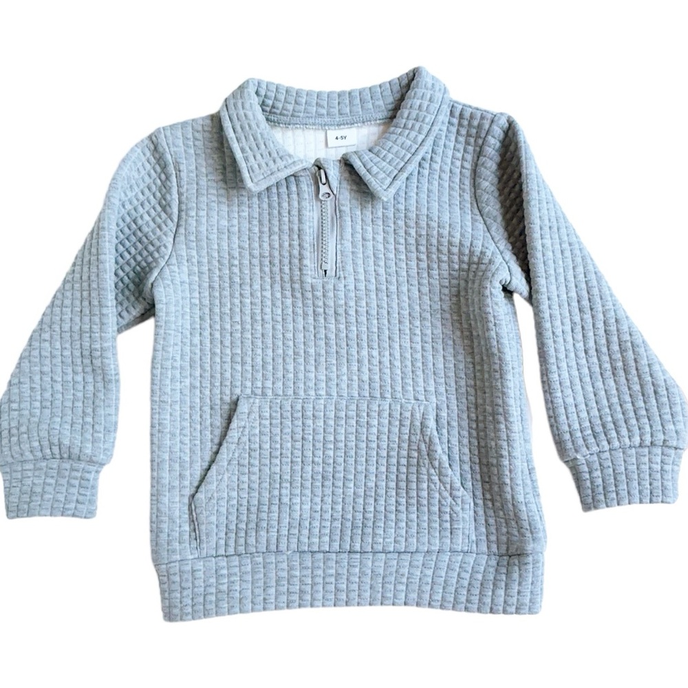 LIKE NEW Toddler Girl/Boy Waffle Textured Zipper Solid Sweatshirt size 4/5